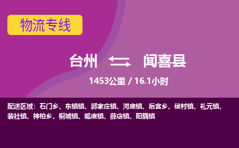 臺(tái)州到聞喜縣物流專線