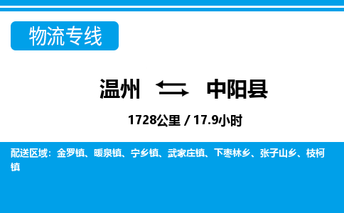 溫州到中陽(yáng)縣物流專線