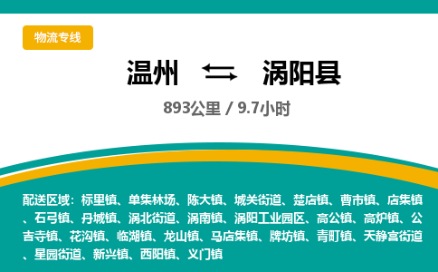 溫州到渦陽(yáng)縣物流專線