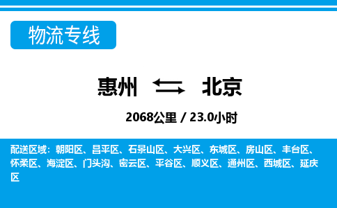 惠州到北京延慶區(qū)物流公司